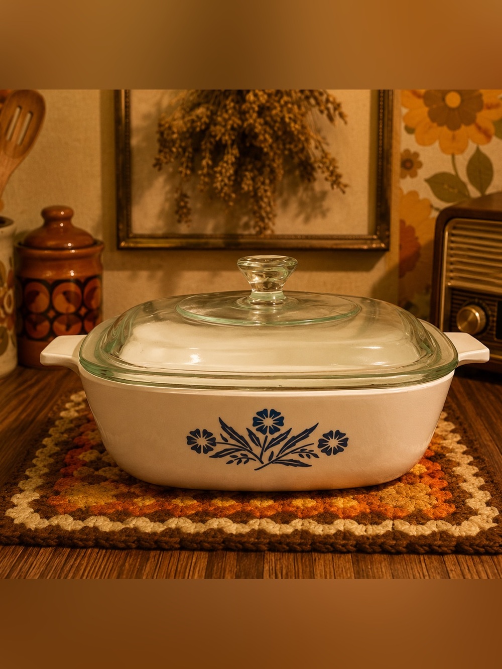VINTAGE CORNING WARE Blue Cornflower 32 oz Casserole with Lid – Made in Canada
